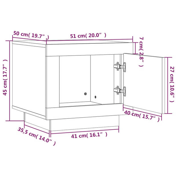 vidaXL Salontafel 51x50x45 cm bewerkt hout wit en sonoma eikenkleurig