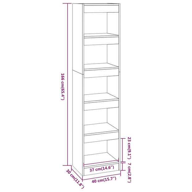 vidaXL Boekenkast/kamerscherm 40x30x166 cm zwart