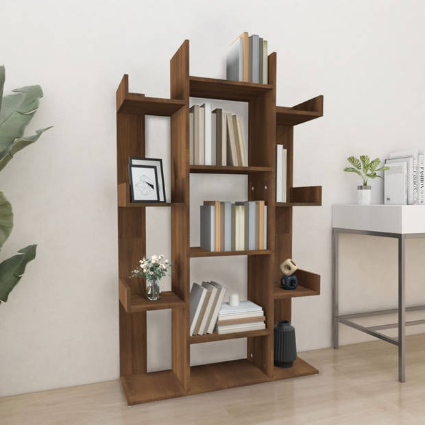 vidaXL Boekenkast 86x25,5x140 cm bewerkt hout bruin eikenkleur