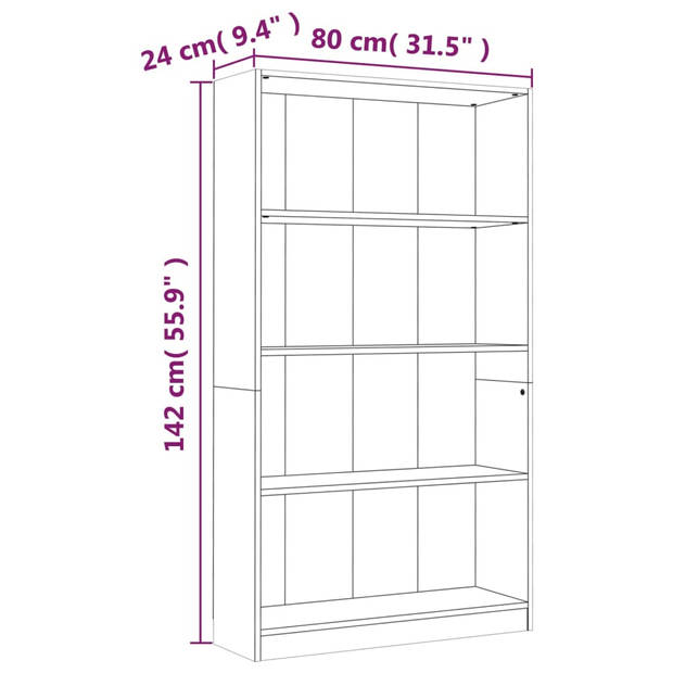 The Living Store Boekenkast - Klassiek - Meubel - 80x24x142 cm - Bruineiken