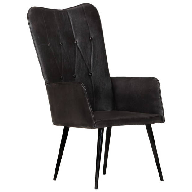 vidaXL Fauteuil echt leer zwart