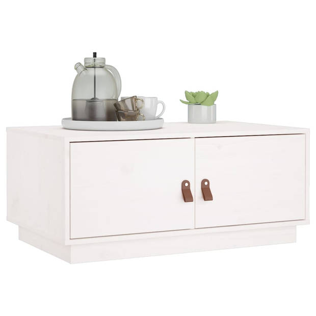 The Living Store Salontafel - Grenenhout - 80 x 50 x 35 cm - Wit