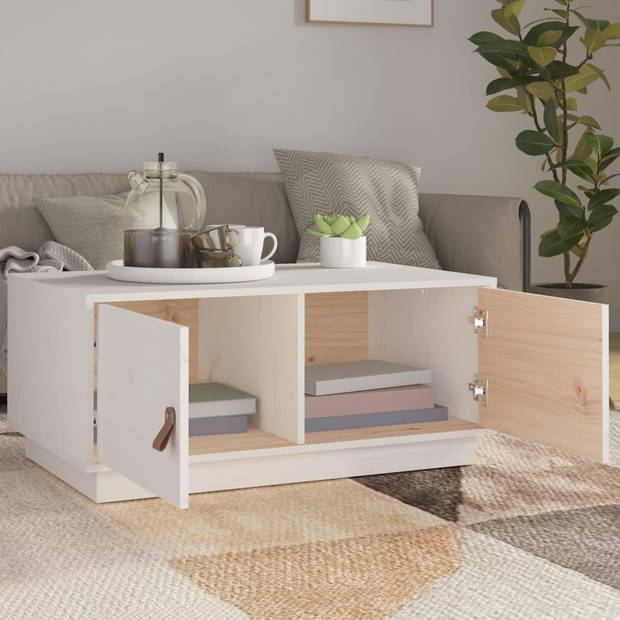 The Living Store Salontafel - Grenenhout - 80 x 50 x 35 cm - Wit