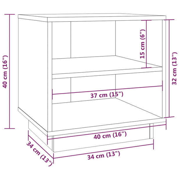 vidaXL Nachtkastjes 2 st 40x34x40 cm massief grenenhout honingbruin