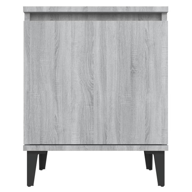 vidaXL Nachtkastjes met metalen poten 40x30x50 cm grijs sonoma eiken