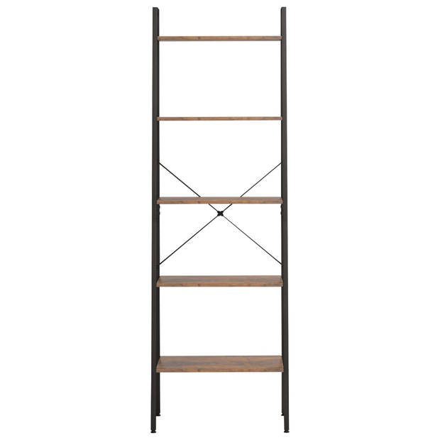 vidaXL Ladderrek met 5 schappen 56x35x174 cm donkerbruin en zwart