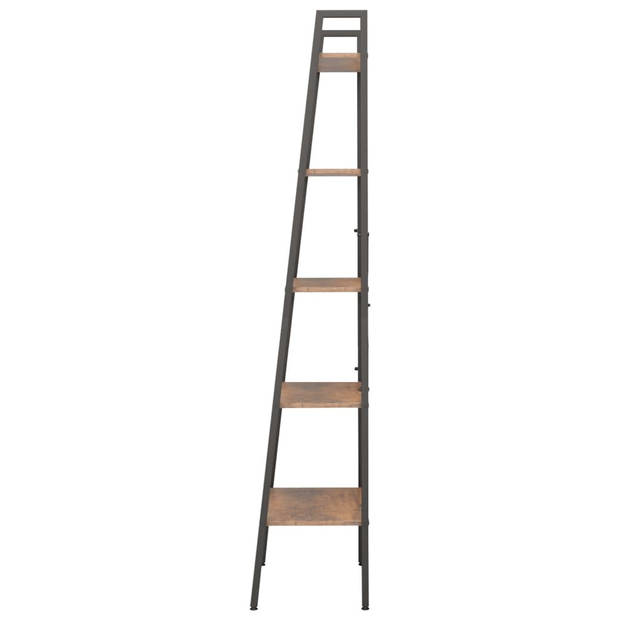 vidaXL Ladderrek met 5 schappen 56x35x174 cm donkerbruin en zwart