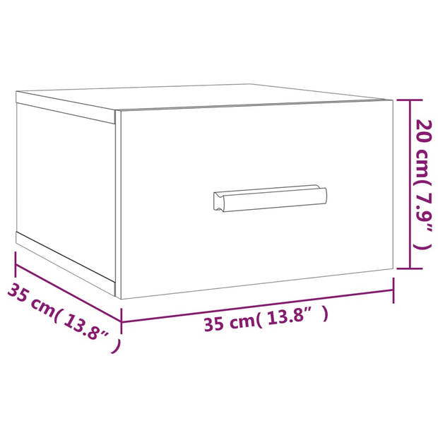 vidaXL Nachtkastjes 2 st wandgemonteerd 35x35x20 cm wit