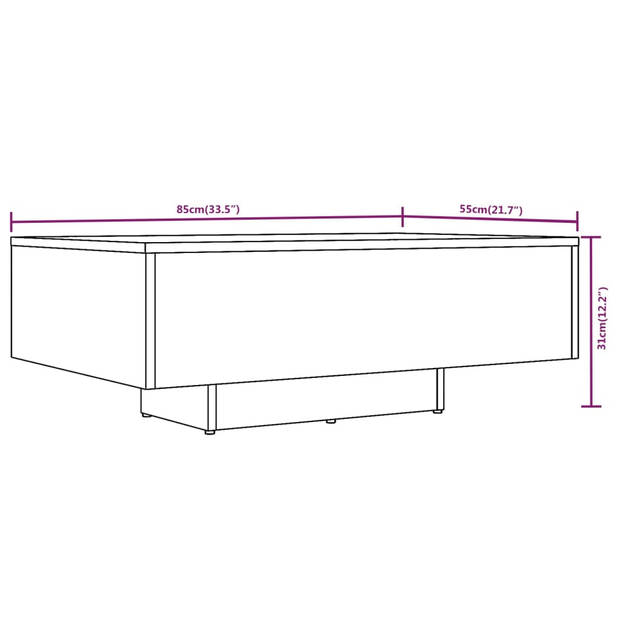 The Living Store Salontafel - Gerookt eiken - 85x55x31 cm - Praktisch materiaal