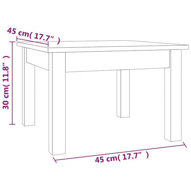 vidaXL Salontafel 45x45x30 cm massief grenenhout honingbruin