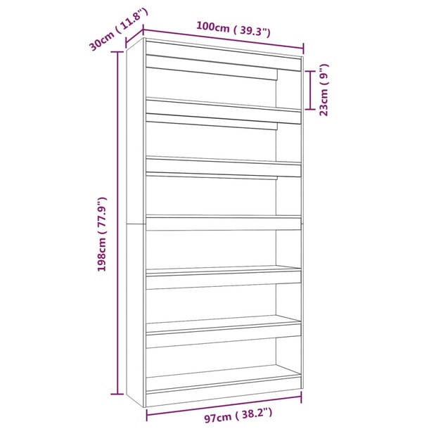 The Living Store Boekenkast Betongrijs 100x30x198 cm - houten kast met opbergruimte