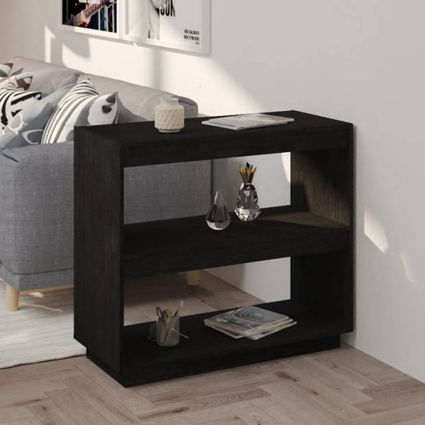 The Living Store Boekenkast Massief Grenenhout - 80 x 35 x 71 cm - Zwart