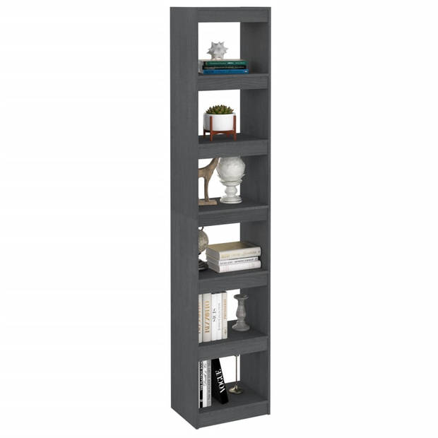 vidaXL Boekenkast/kamerscherm 40x30x199 cm massief grenenhout grijs