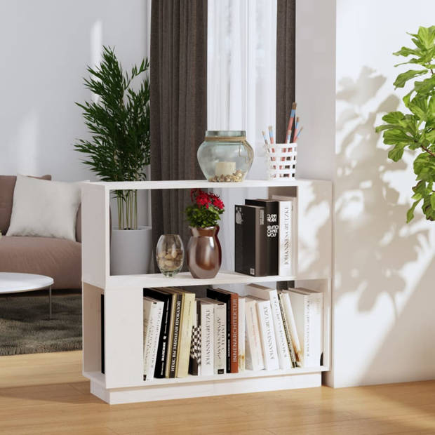 vidaXL Boekenkast/kamerscherm 80x25x70 cm massief grenenhout wit