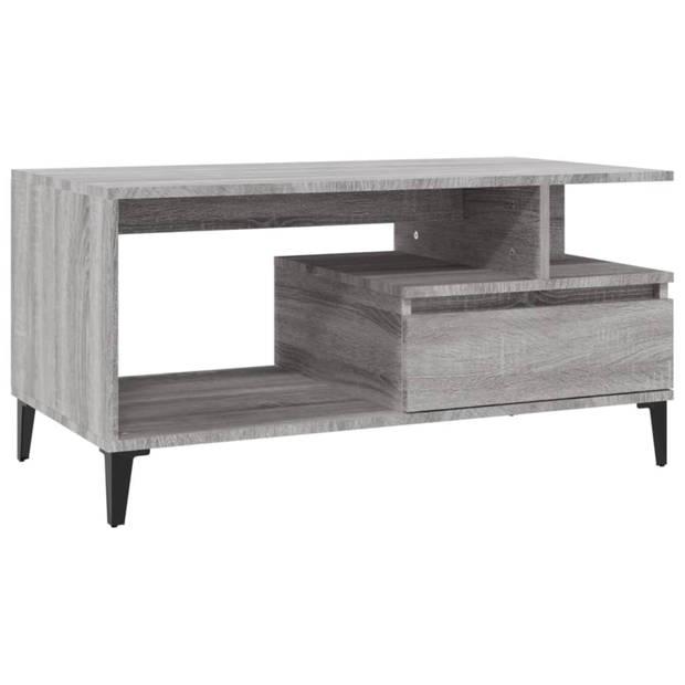 vidaXL Salontafel 90x49x45 cm bewerkt hout grijs sonoma