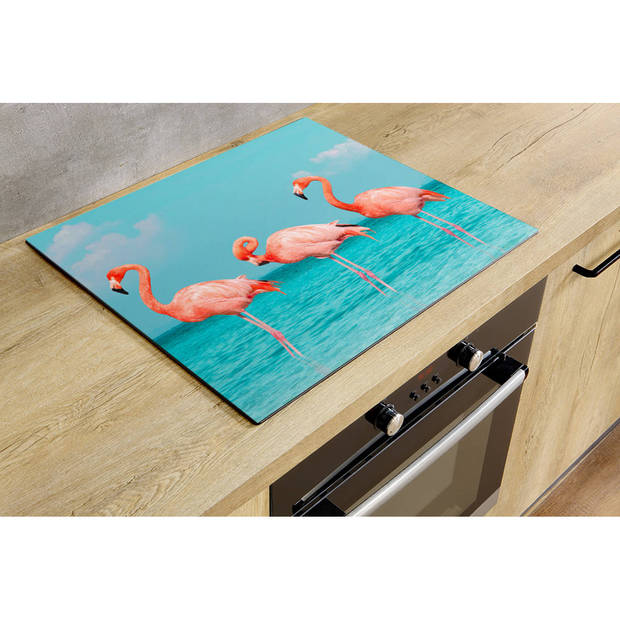 Inductiebeschermer - Drie Flamingo's - 59x52 cm