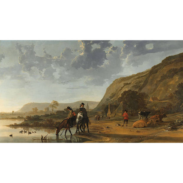 Inductiebeschermer - Rivierlandschap met Ruiters - 76x51.5 cm