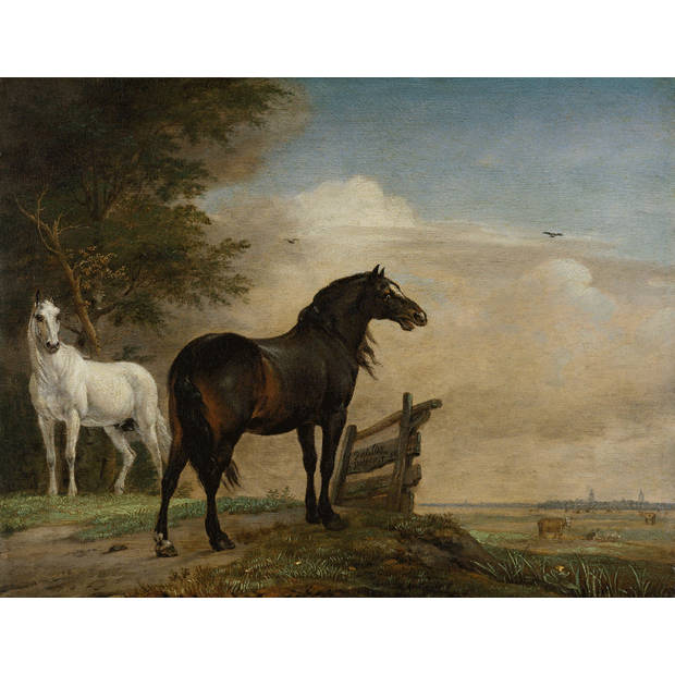 Inductiebeschermer - Schilderij Twee Paarden - 58.3x51.3 cm