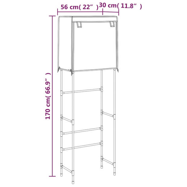 vidaXL Toiletrek 2-laags 56x30x170 cm ijzer zwartbruin