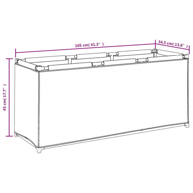 vidaXL Opbergbox 105x34,5x45 cm stof zwart