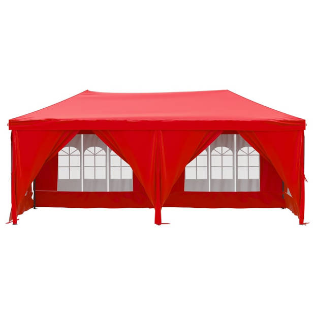 vidaXL Partytent inklapbaar met zijwanden 3x6 m rood