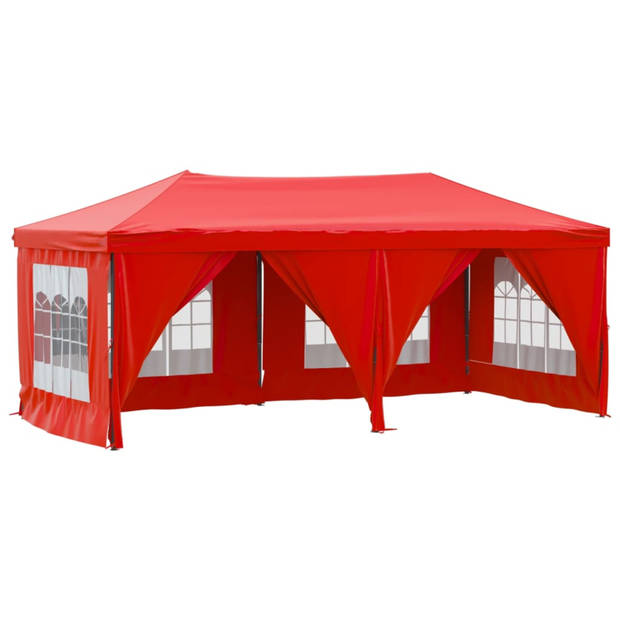 vidaXL Partytent inklapbaar met zijwanden 3x6 m rood