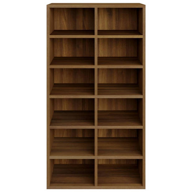 The Living Store Schoenenrek 12 Vakken - 54 x 34 x 100.5 cm - Bewerkt hout - Bruineiken