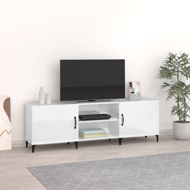 The Living Store Tv-kast - Klassiek - Stereokast - 150x30x50cm - Hoogglans wit