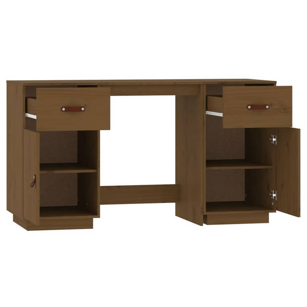 The Living Store Bureau Grenenhout Honingbruin 135x50x75 cm - Massief grenenhout - stabiel frame - voldoende
