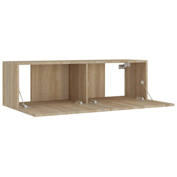 The Living Store TV-meubelset - 2x 100x30x30cm - 2x 30.5x30x110cm - Sonoma Eiken - Bewerkt hout