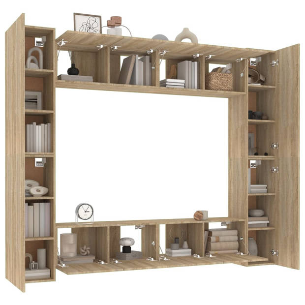 The Living Store Televisiemeubelset Sonoma Eiken - 80x30x30cm / 30.5x30x90cm (BxDxH)