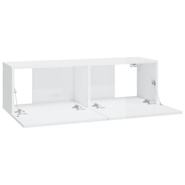 The Living Store TV-meubelset - Klassiek - Hout - Hoogglans wit - 4x 100x30x30 cm - 4x 30.5x30x90 cm