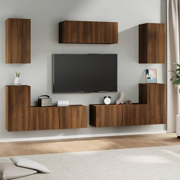 The Living Store TV meubelset - bruineiken - 3x80x30x30cm - 4x30.5x30x60cm