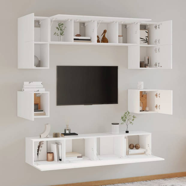 The Living Store TV-meubelset - klassiek wit - 60x30x30cm - 80x30x30cm - 30.5x30x30cm