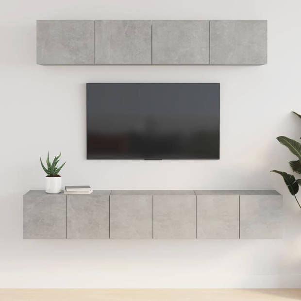 The Living Store Tv-meubelset - betongrijs - 3x 60x30x30 cm - 2x 80x30x30 cm