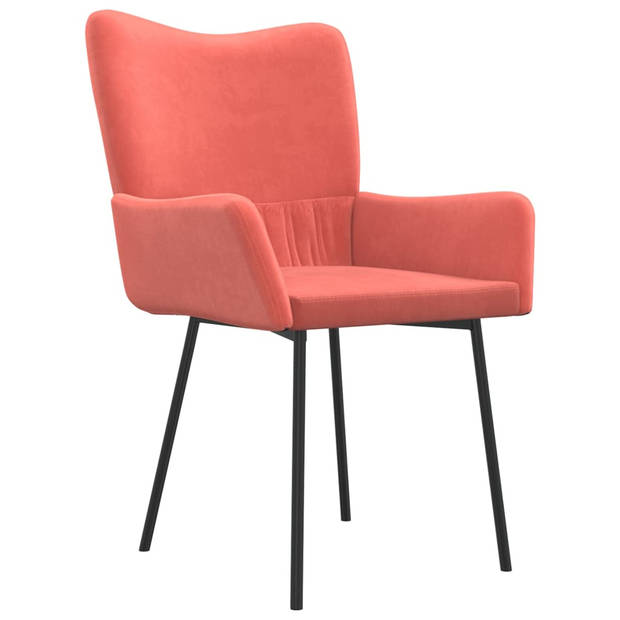 vidaXL Eetkamerstoelen 2 st fluweel roze