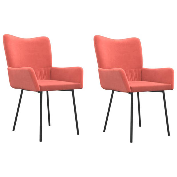 vidaXL Eetkamerstoelen 2 st fluweel roze