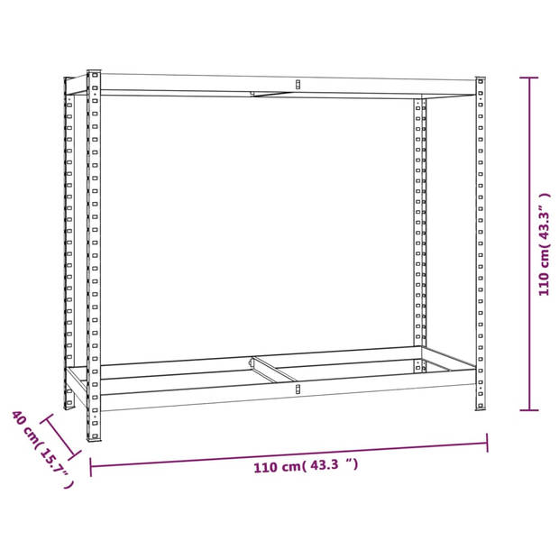 vidaXL Bandenrek 2-laags 110x40x110 cm staal zilverkleurig