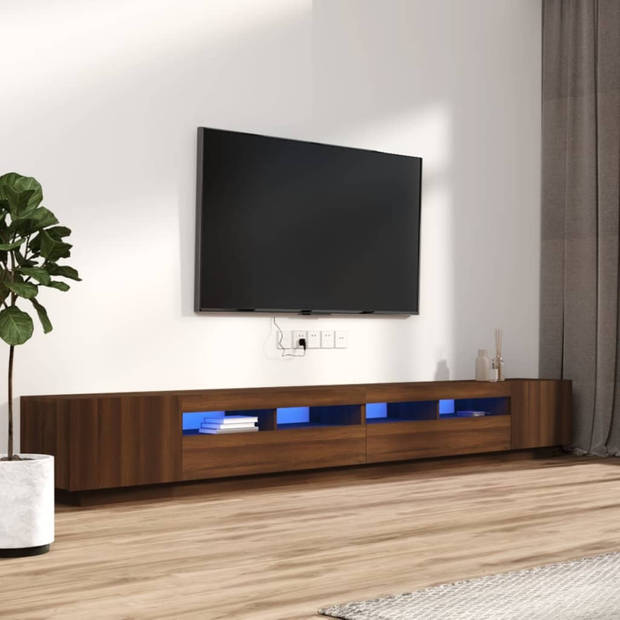 vidaXL 3-delige Tv-meubelset met LED bewerkt hout bruineiken