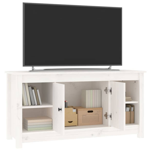 vidaXL Tv-meubel 103x36,5x52 cm massief grenenhout wit