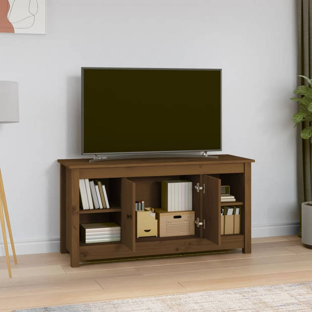 vidaXL Tv-meubel 103x36,5x52 cm massief grenenhout honingbruin