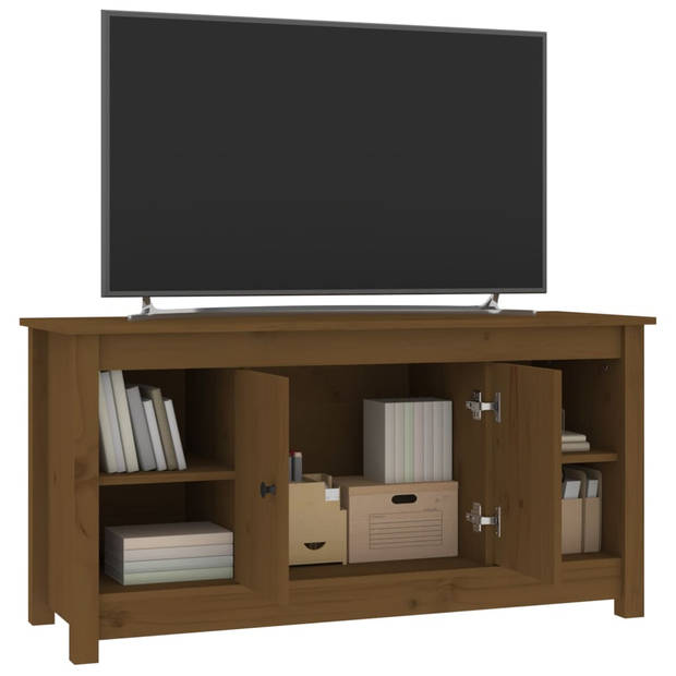 vidaXL Tv-meubel 103x36,5x52 cm massief grenenhout honingbruin