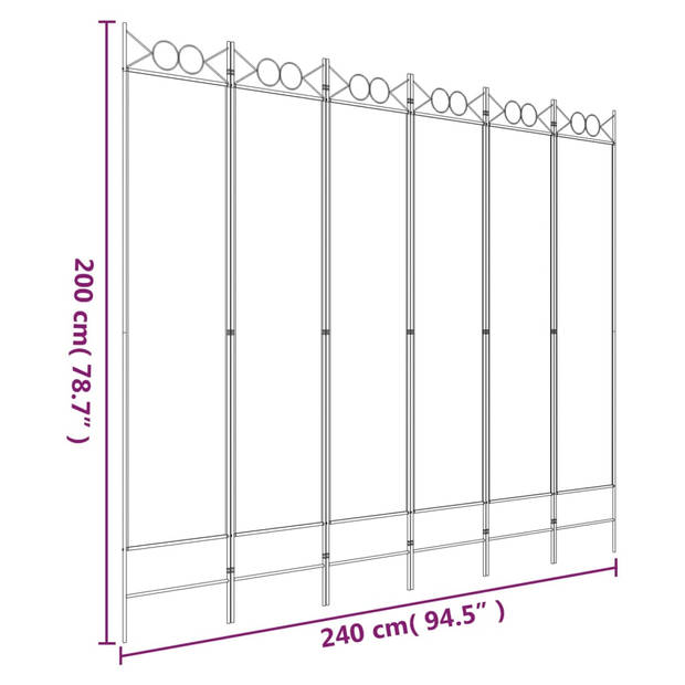 vidaXL Kamerscherm met 6 panelen 240x200 cm stof zwart