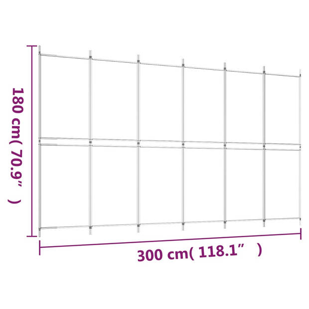 vidaXL Kamerscherm met 6 panelen 300x180 cm stof zwart