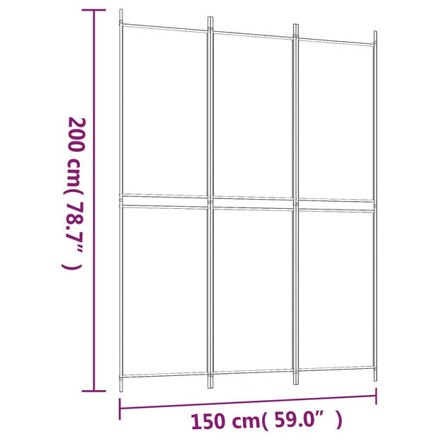 vidaXL Kamerscherm met 3 panelen 150x200 cm stof wit