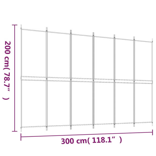 vidaXL Kamerscherm met 6 panelen 300x200 cm stof bruin