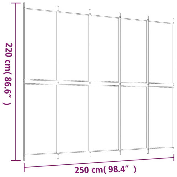 vidaXL Kamerscherm met 5 panelen 250x220 cm stof antracietkleurig