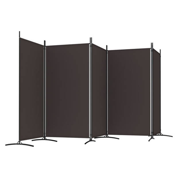 vidaXL Kamerscherm met 5 panelen 433x180 cm stof bruin