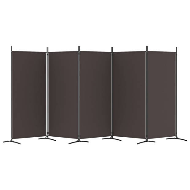 vidaXL Kamerscherm met 5 panelen 433x180 cm stof bruin