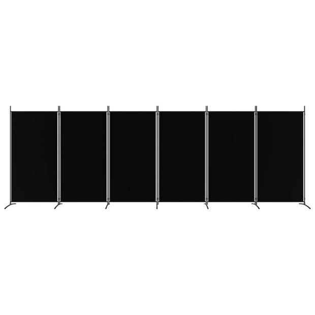 The Living Store Kamerscherm Zwart 6 Panelen - 520 x 180 cm - Inklapbaar